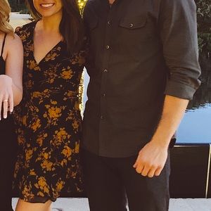 Black Tie Surplice Dress